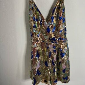 Sequin Multicolor V-Neck Dress